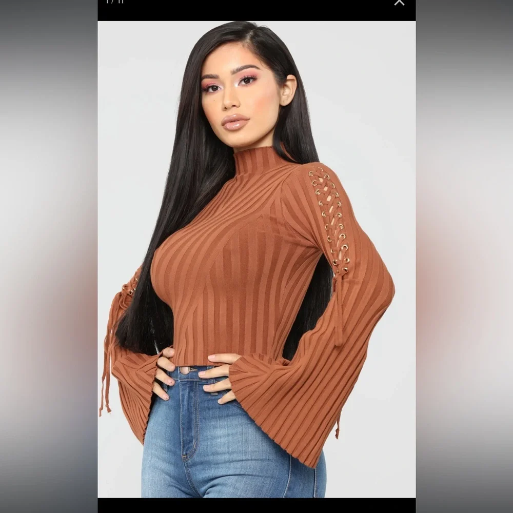 Rust Mock Neck Sweater - Picture 3 of 5
